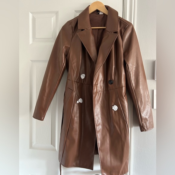 Faux leather trench coat - Picture 1 of 4